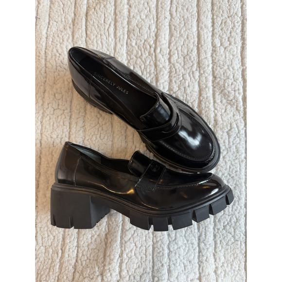Sincerely Jules Dylan Chunky Heel Lug Sole Platform Loafers Shoes 90's Y2K 9 - Picture 2 of 7